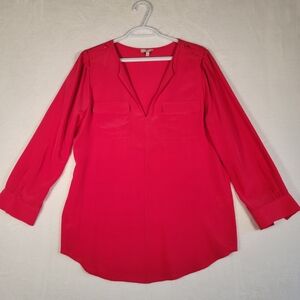 Joie Notch Neck Silk Blouse In Pink, Size M
